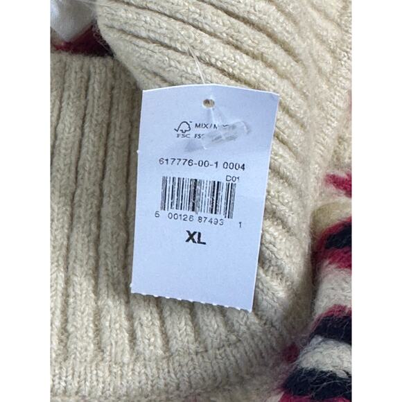 GAP NWT Relaxed Fair Isle Mockneck Sweater Cream Pink Green Winter Preppy XL - Picture 4 of 7